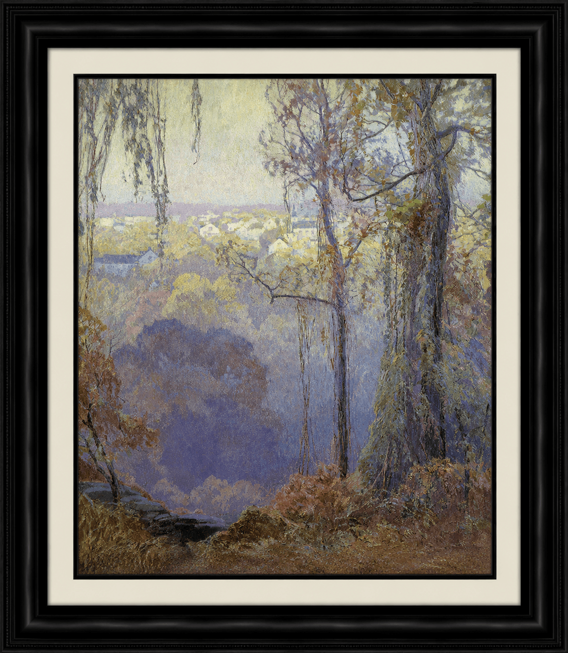 Framed impressionist landscape painting